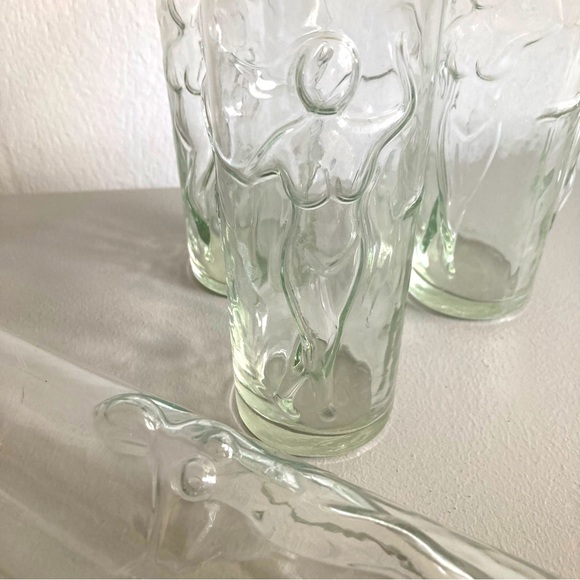 Libbey Dining Vtg Libbey La Femme 3d Nude Ladies Bar Glasses Tall